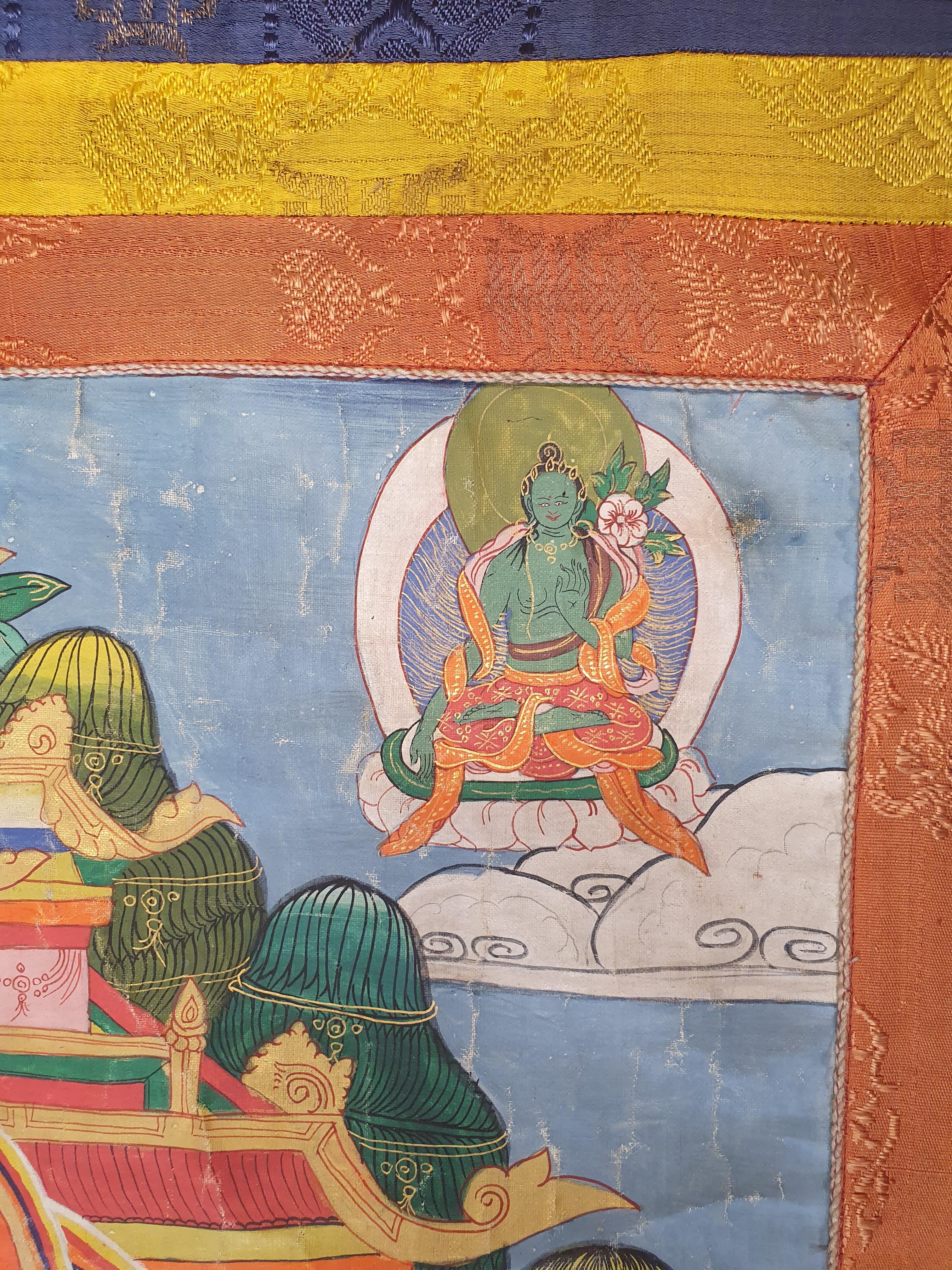 Artwork by Mongolian School, 19th Century, A MONGOLIAN THANGKA OF SADAKSARI AVALOKITESHVARA., Made of mounted in silk