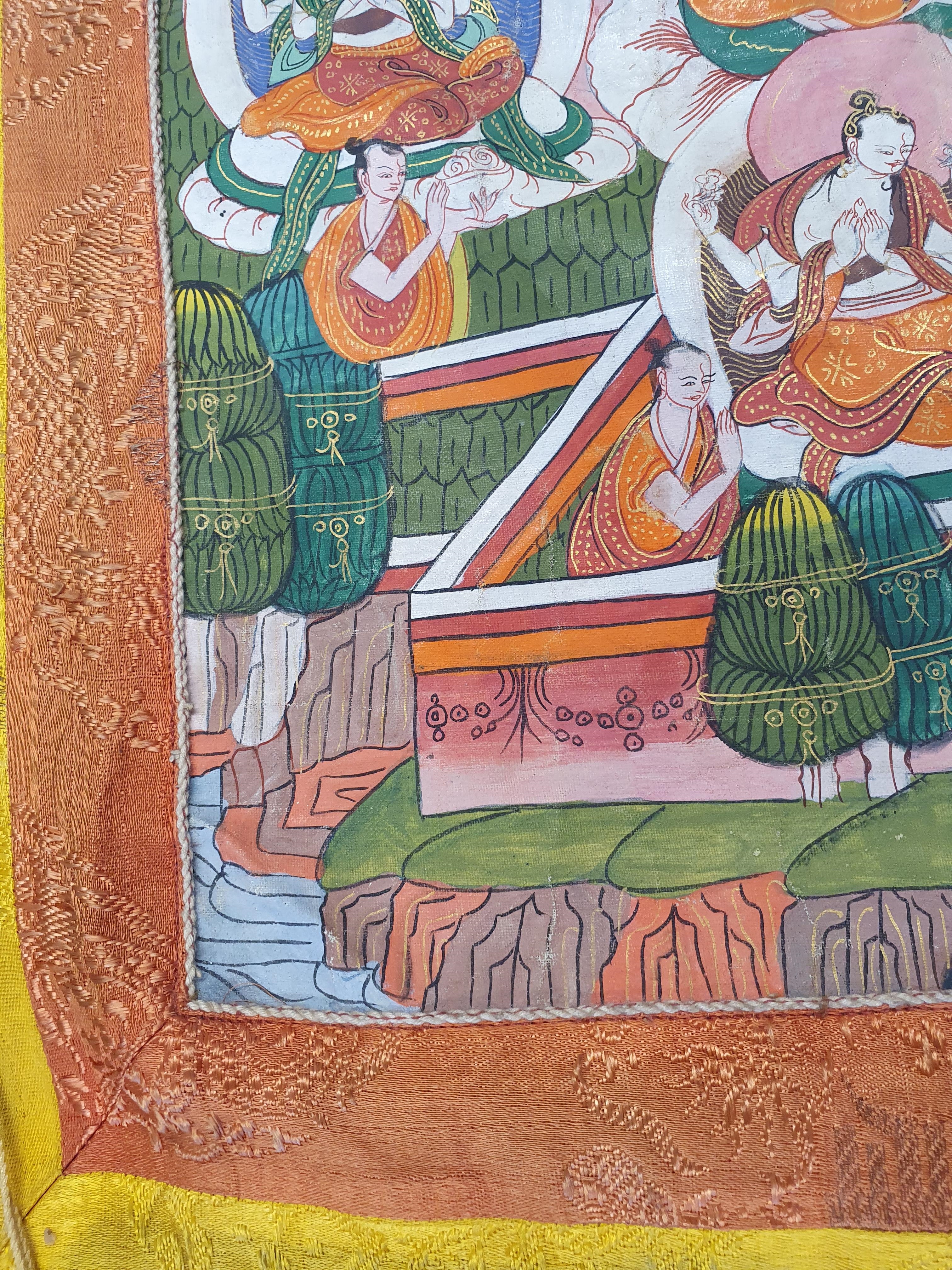 Artwork by Mongolian School, 19th Century, A MONGOLIAN THANGKA OF SADAKSARI AVALOKITESHVARA., Made of mounted in silk