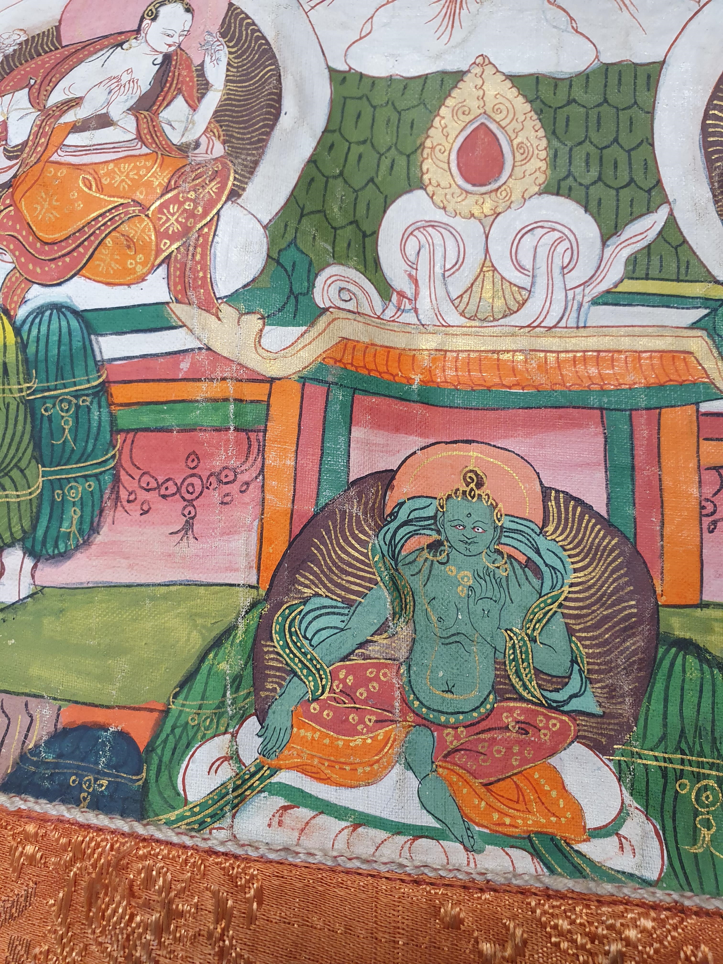 Artwork by Mongolian School, 19th Century, A MONGOLIAN THANGKA OF SADAKSARI AVALOKITESHVARA., Made of mounted in silk