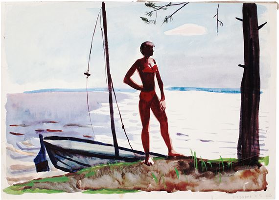 Girl on the shore by Konstantin Borisovich Nazarov, 1963