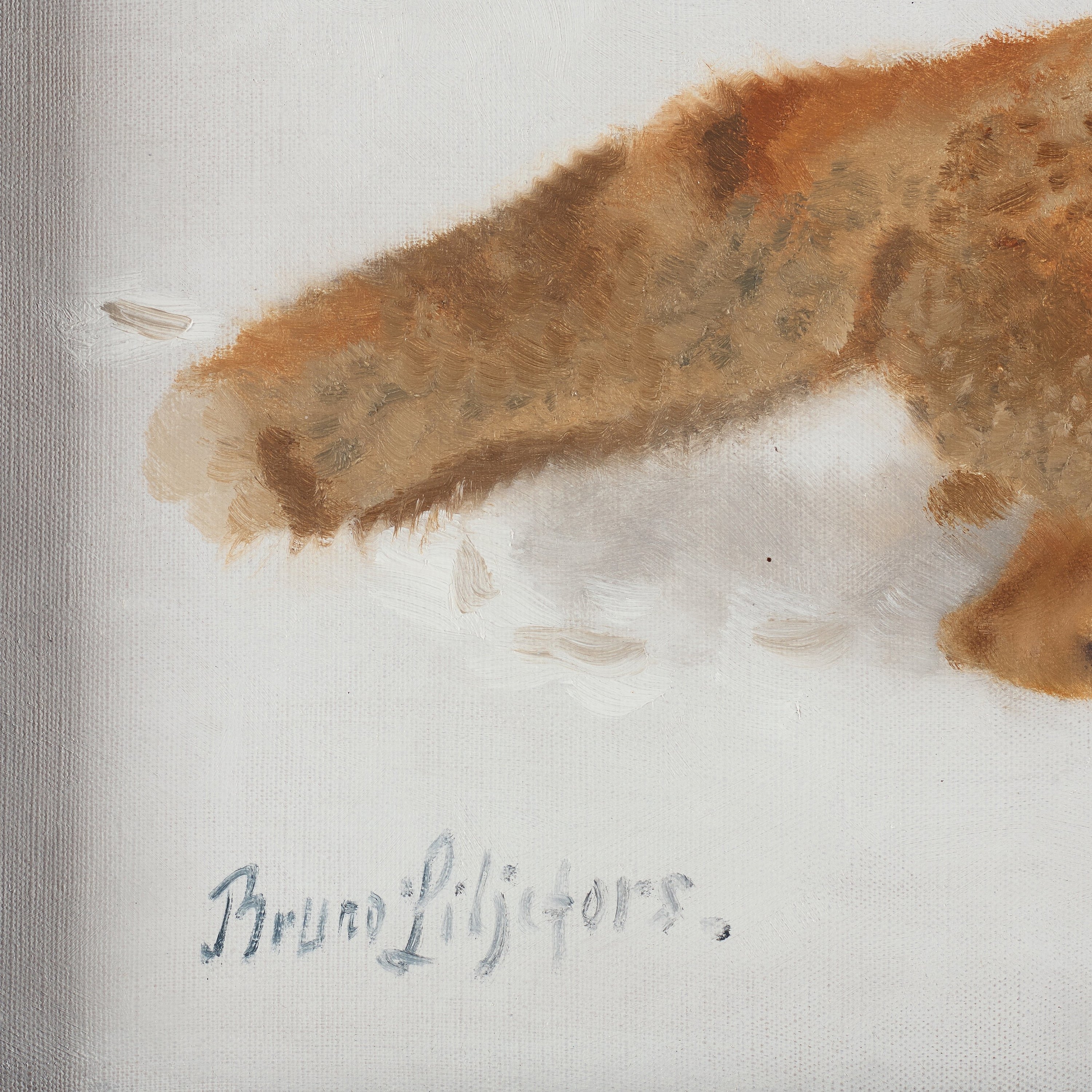 Artwork by Bruno Liljefors, Winter landscape with fox and fleeing black grouse, Made of Oil on canvas