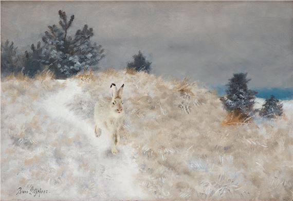 Winter landscape with hare by Bruno Liljefors