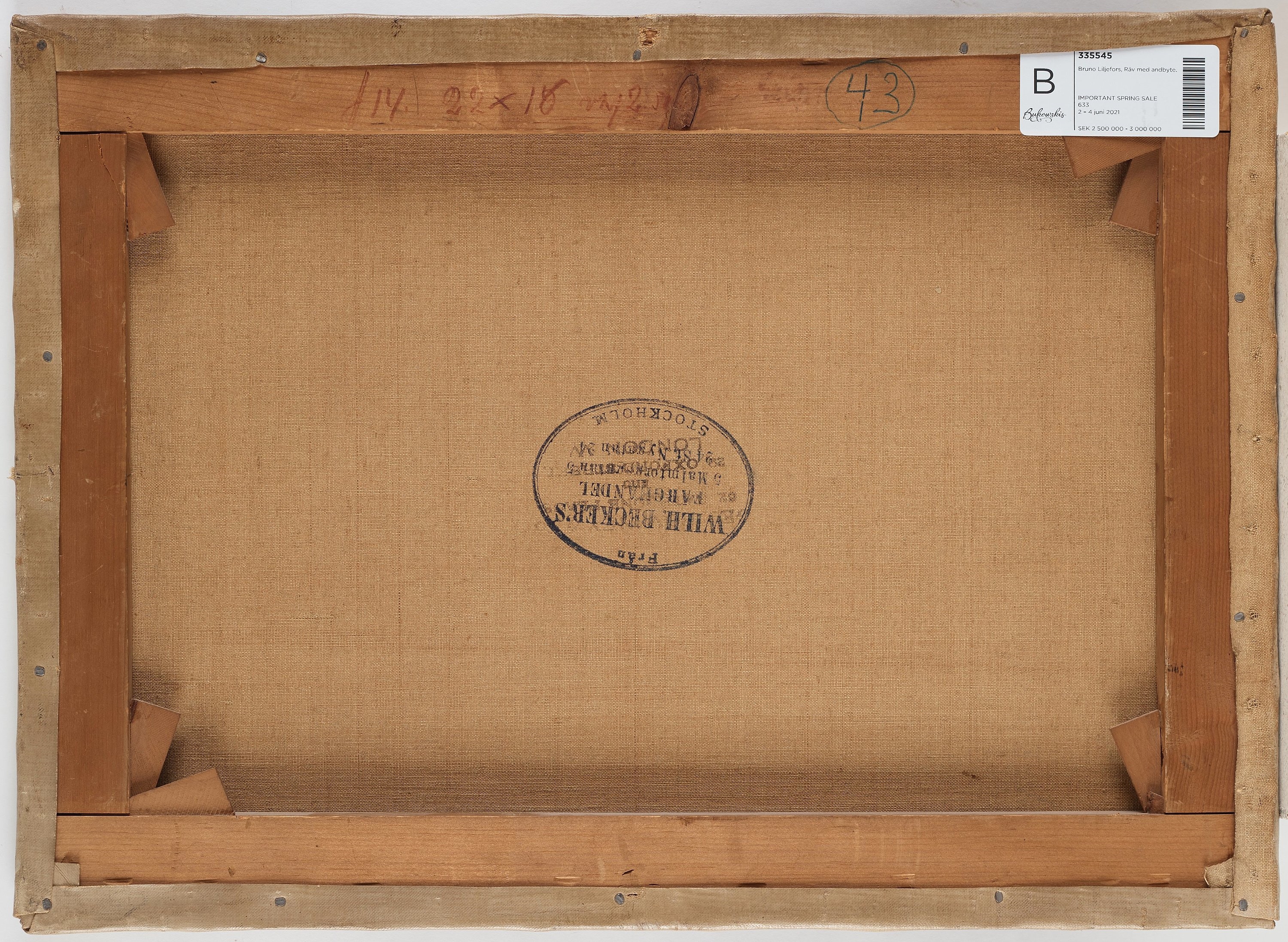 Artwork by Bruno Liljefors, "Räv och skator" (Fox and magpies), Made of Oil on canvas