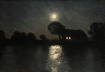 Maaneskin. Motiv fra Vallø - Julius Paulsen