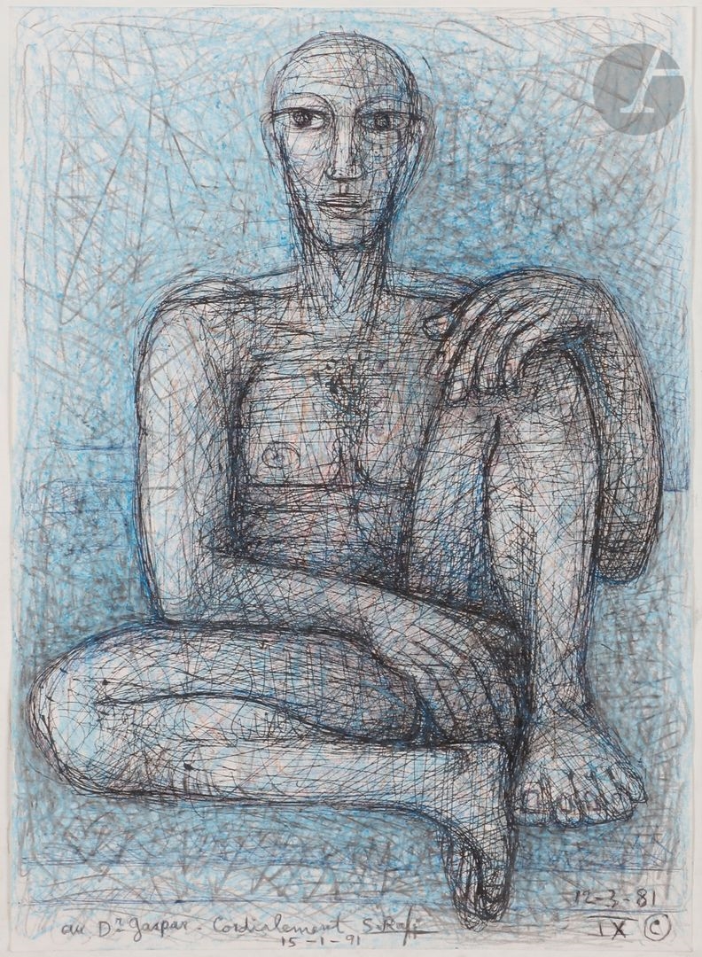 Samir Rafi | Seated Naked Man | MutualArt