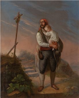 Wanderer holding a child - Berndt Godenhjelm