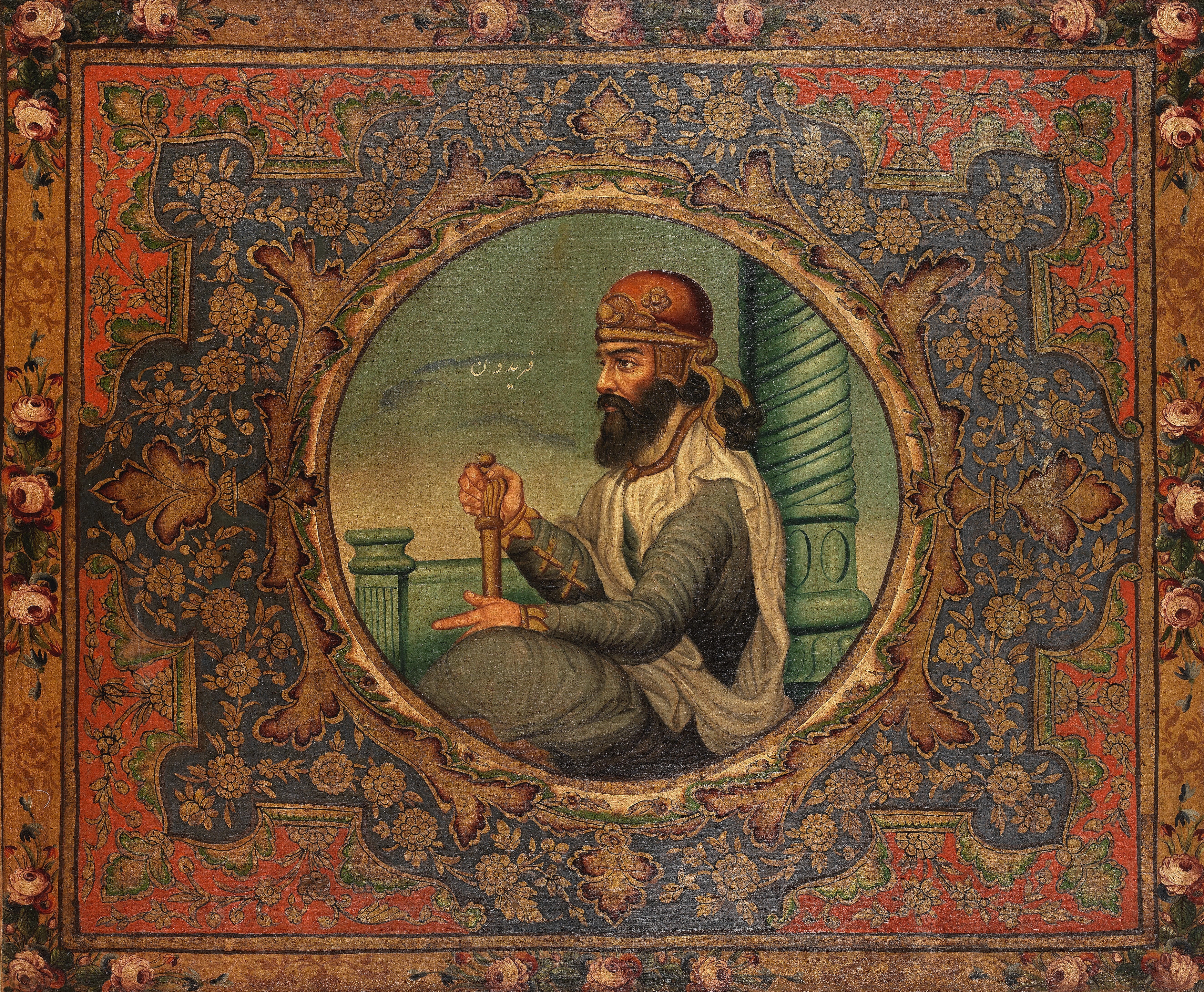 Artwork by Persian School, 19th Century, King Faridun, Made of oil on canvas