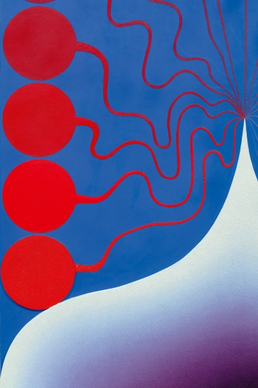 Artwork by Loie Hollowell, First Contact, Made of oil, acrylic, sawdust and high-density foam on linen mounted on panel