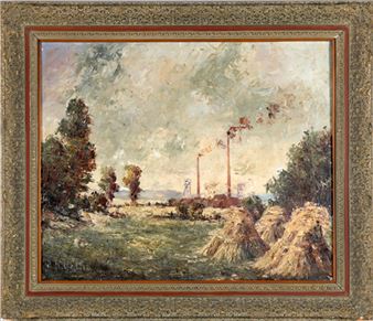 Erntelandschaft mit Industrieanlagen - H. Walden