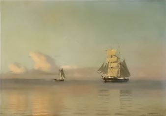 &quot;Brigantine almost Becalmed in a Faint Breeze&quot; - Alfred Theodor Olsen