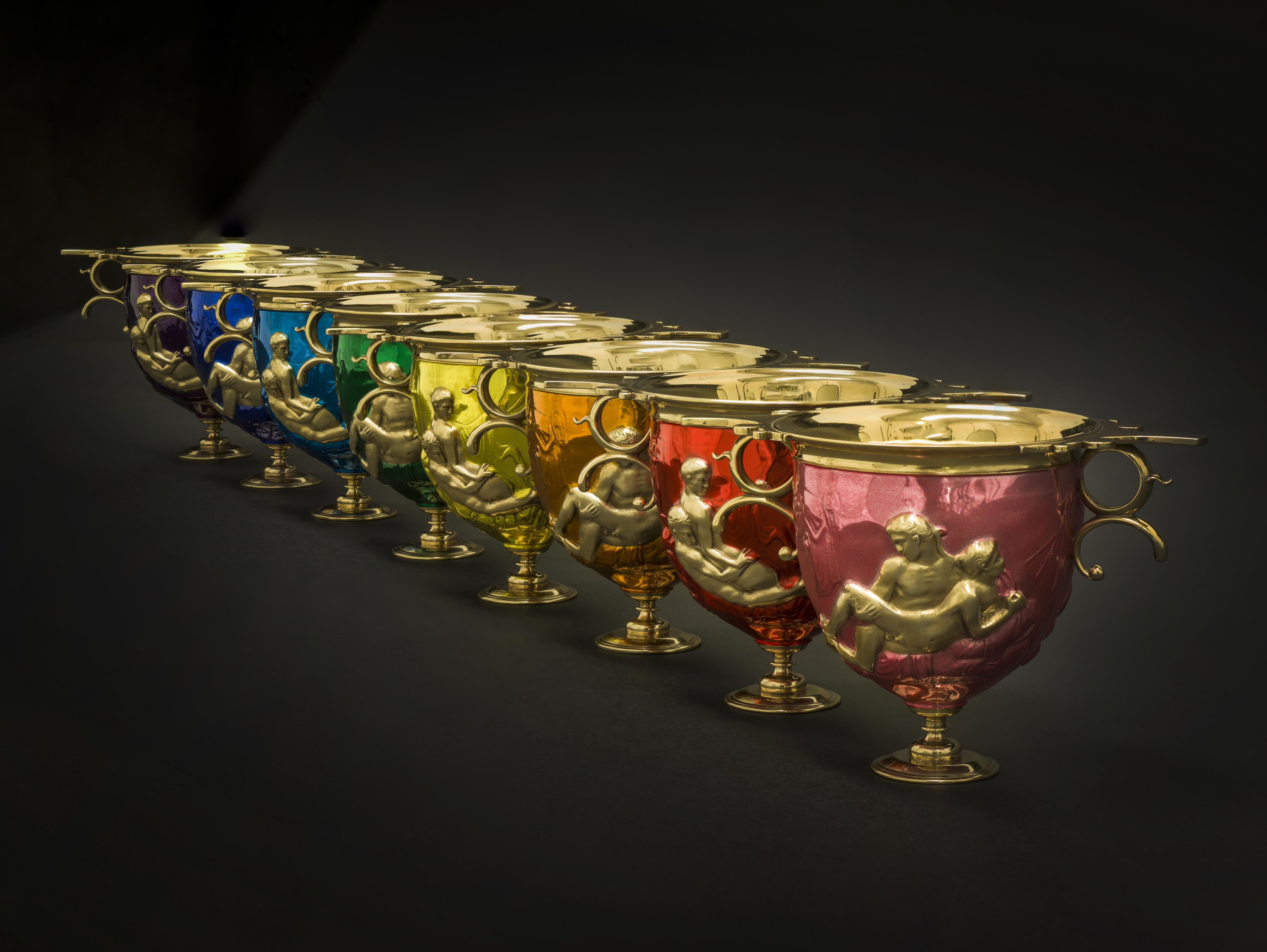 Artwork by Hal Messel, Hal Messel, Birmingham, Made of cast silver gilt and coloured cups