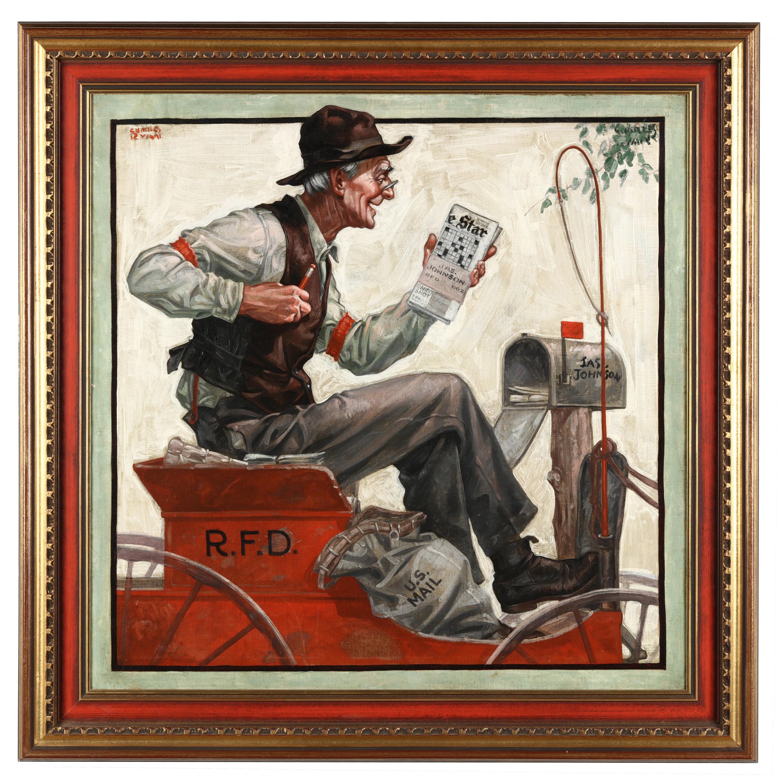 Artwork by Charles James Ryan, Rural Free Delivery, U.S. Mail, Made of Oil on canvas