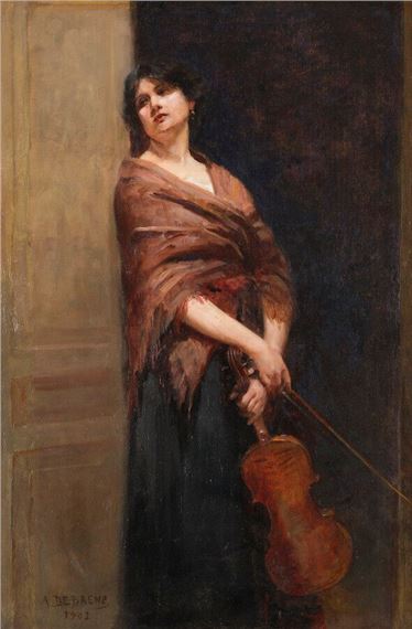 The violinist by Alphonse Jules Debaene, 1902