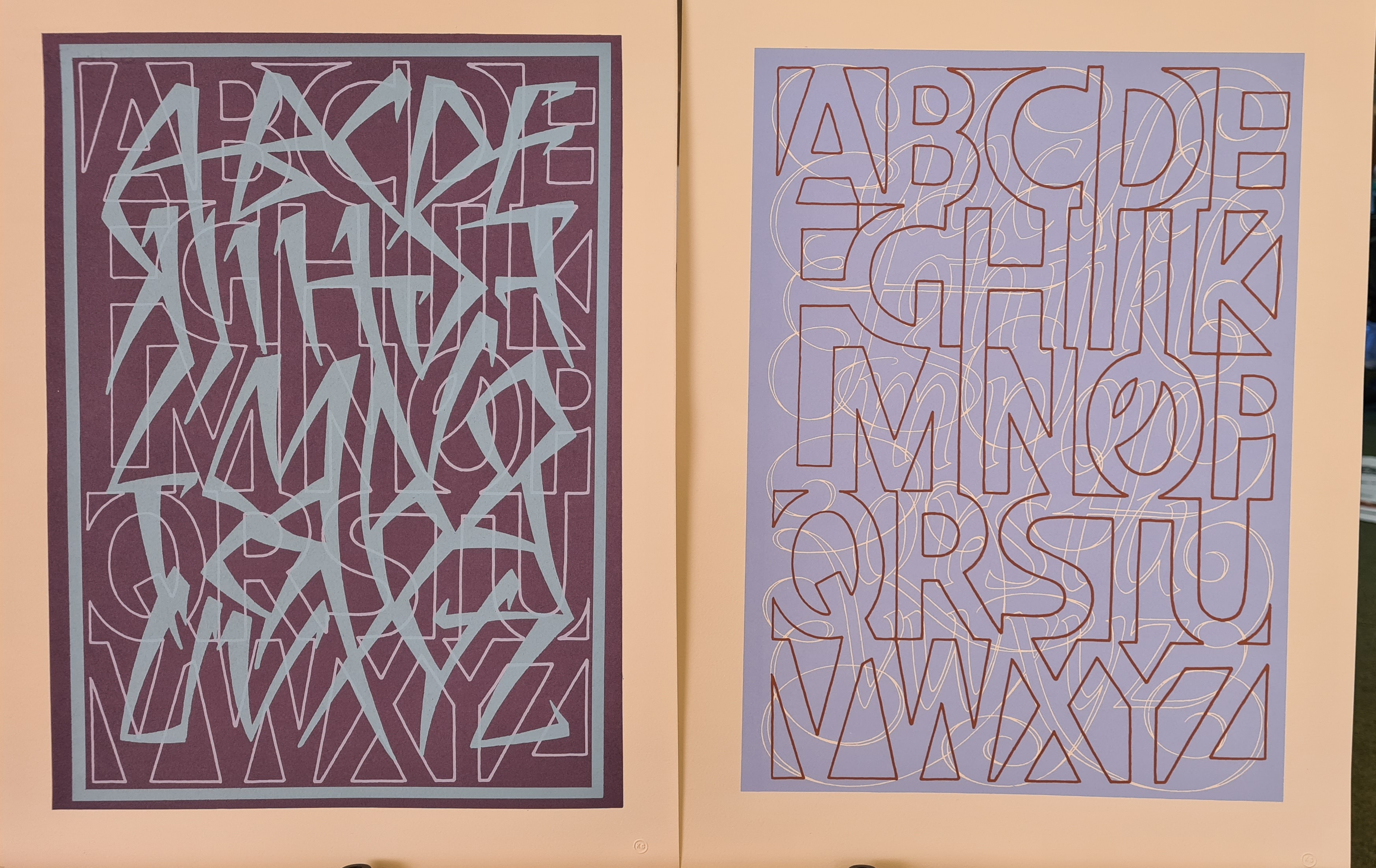 Artwork by David Kindersley, a suite of 12 unframed Alphabet, Made of prints