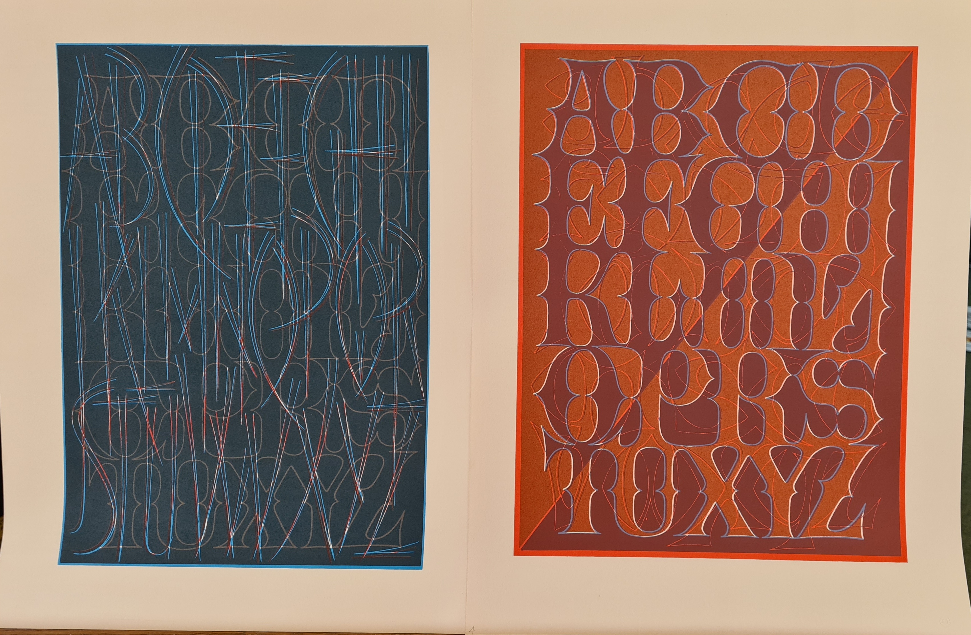 Artwork by David Kindersley, a suite of 12 unframed Alphabet, Made of prints