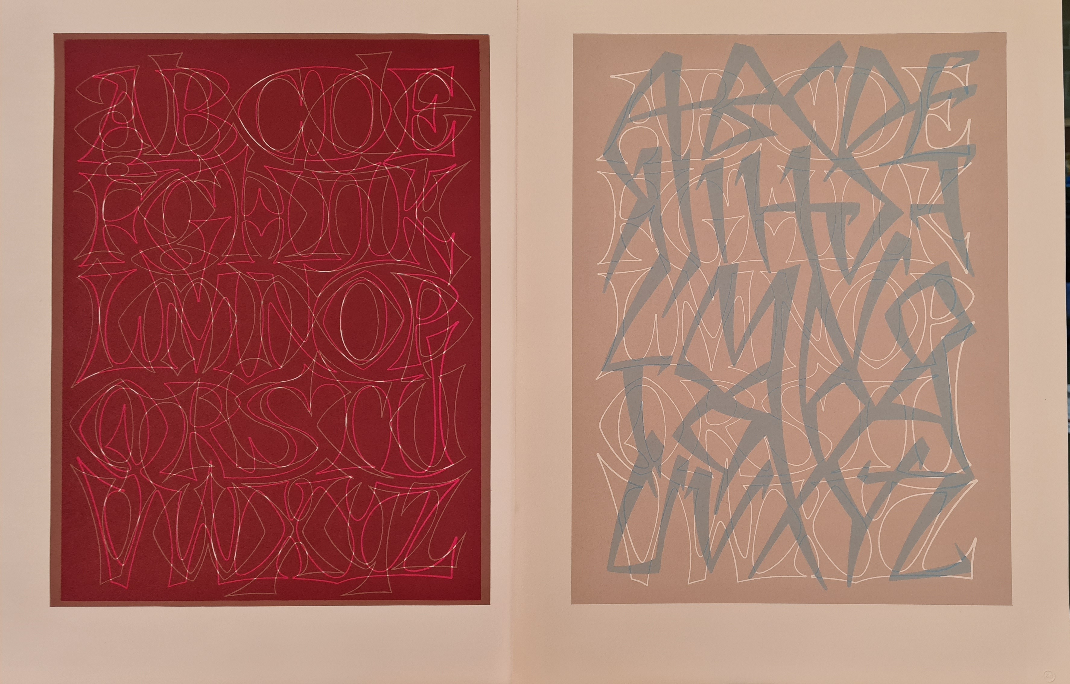 Artwork by David Kindersley, a suite of 12 unframed Alphabet, Made of prints