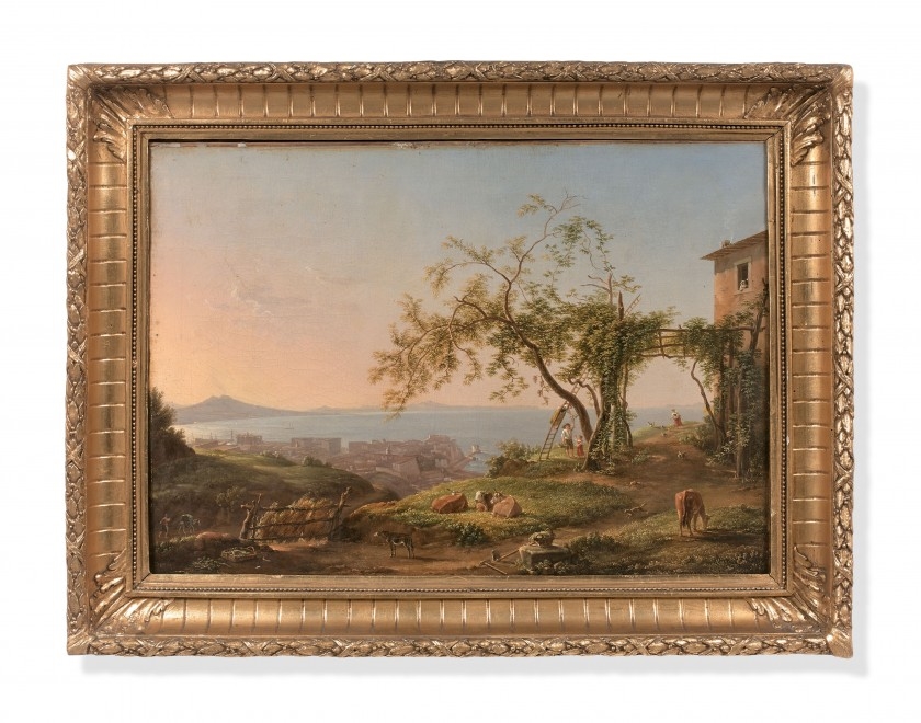 Artwork by Simon-Joseph-Alexandre-Clément Denis, Vue des hauteurs de Naples, Made of oil on canvas