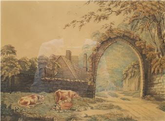 Milking Cows beside Medieval Ruins - Robert Ravald