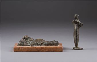 PAAR BRONZEN: 'AUSSCHAUHALTENDE' UND 'LESESTUNDE' - Jochen Nieder Schabbehard