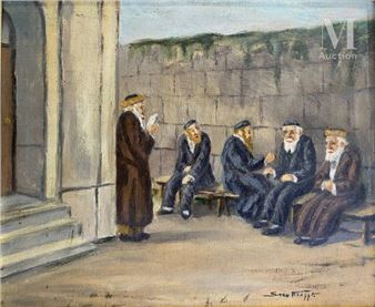 Discussion devant la synagogue - S. von Krafft