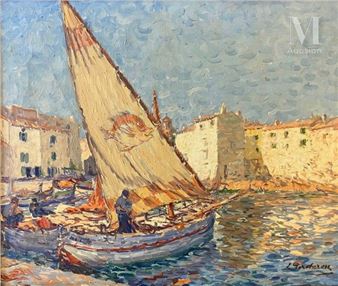 Bateau dans le port de de Saint-Tropez - Lucien Porcheron
