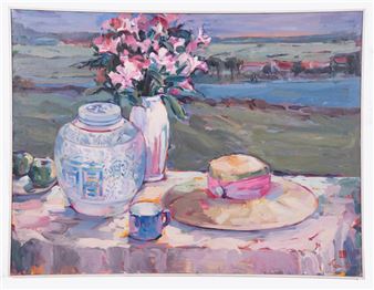 Ladies Straw Hat with Blue Cup - Tomi Kobara