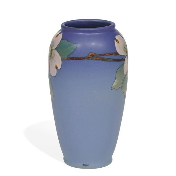 Hudson vase decorated with dogwood - Ruth Axline