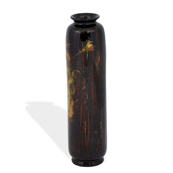 Aurelian earthenware vase with carnation decorationals on side - Albert Haubrich