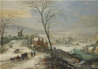 Paysage d'hiver avec un moulin à vent - Joos de Momper II