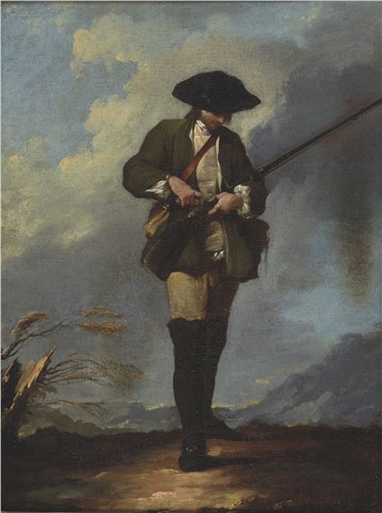 Portrait en pied d'un chasseur by Jean Barbault, 1756