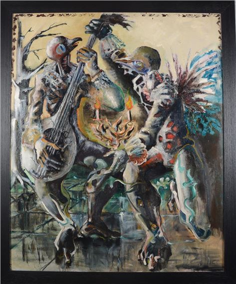 Musiciens à têtes d’oiseaux by Jean Debattice, 1966