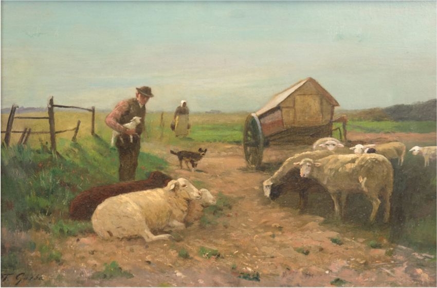 Schafe bei Wustrow by Fritz Grebe