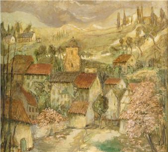 Landscape with houses in Wijlre - Eugene Jacques  Quanjel