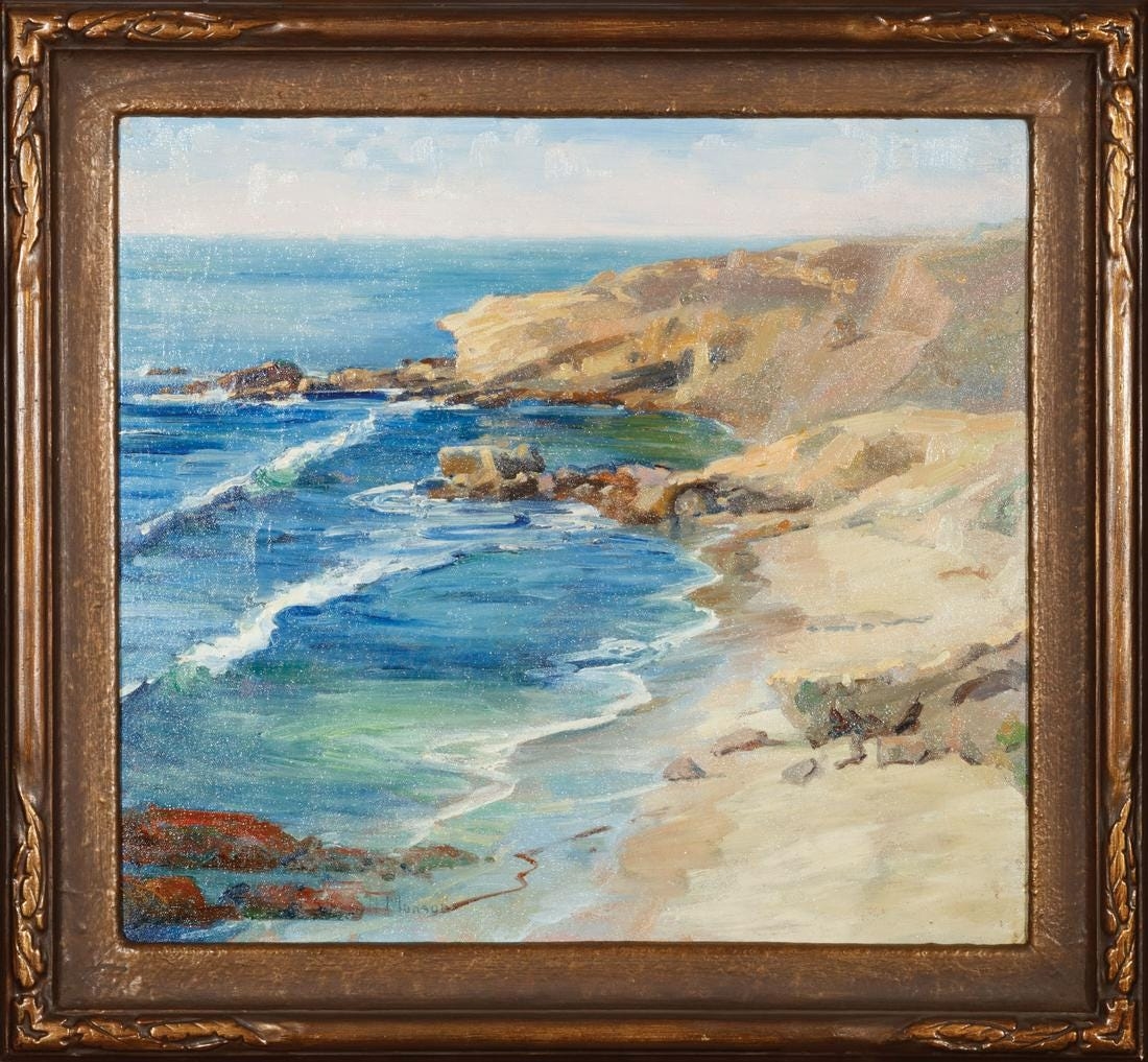Artwork by Harriet Sherrill Munson, California Coast, Made of oil on canvas laid on masonite