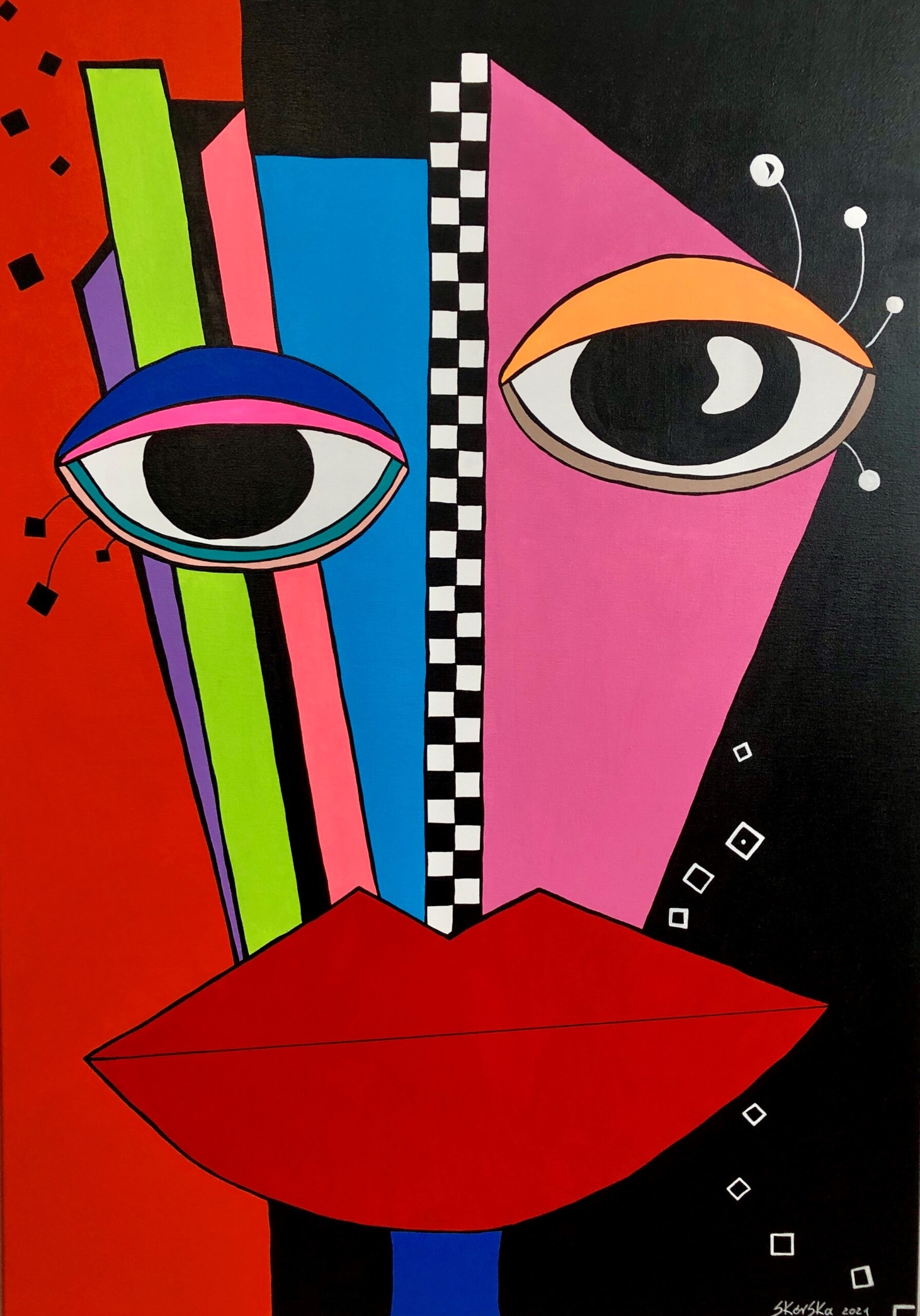 Artwork by Karolina Skórska, Untitled, Made of acrylic paint and marker / canvas