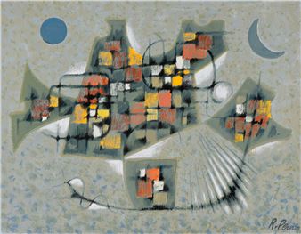 Abstract landscape with the moon - Robert Pernin