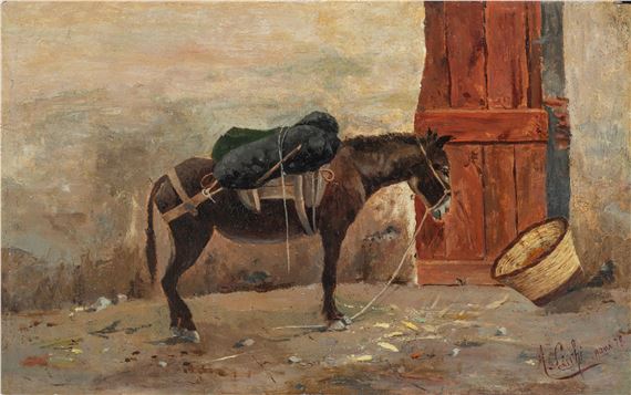 Cavallo nella stalla by Augusto Cecchi