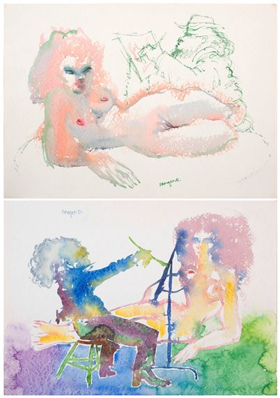 Artist and Model by Braam Kruger, 1981