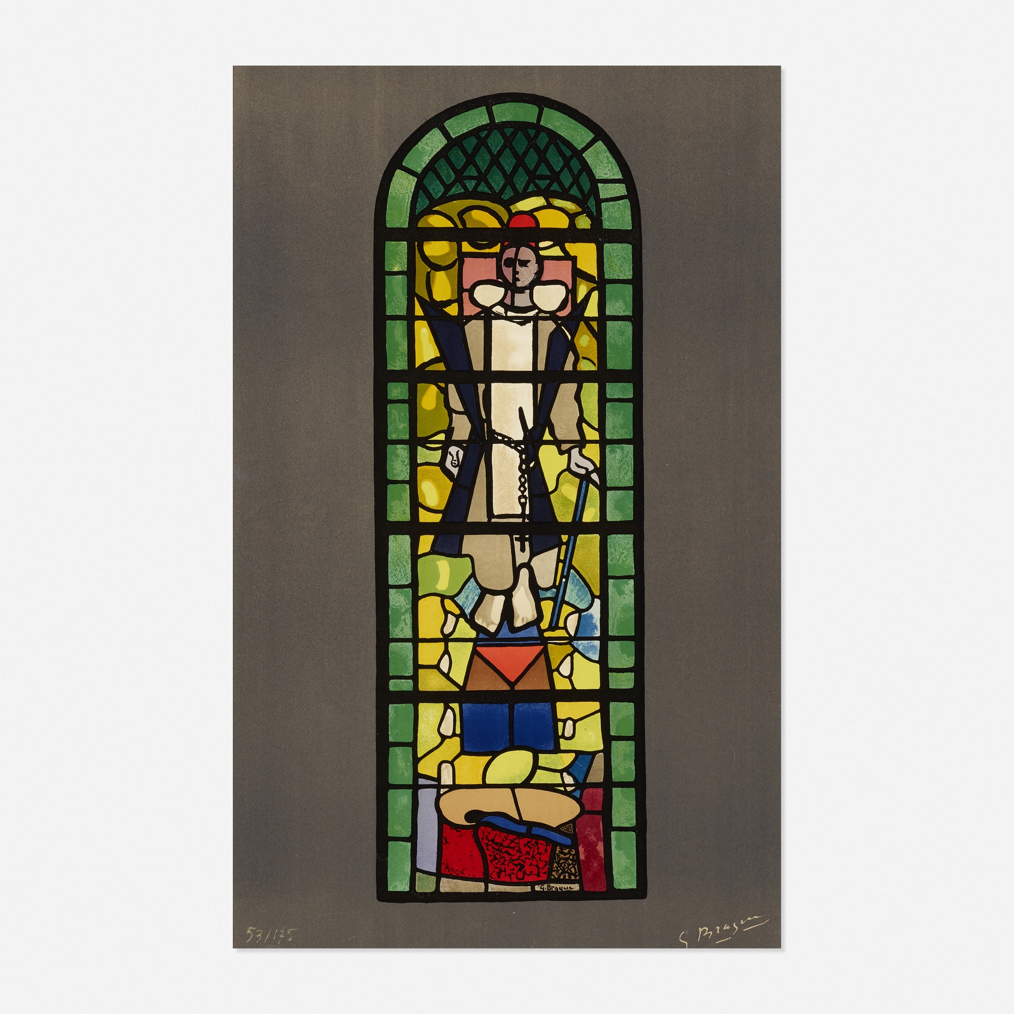 Artwork by Georges Braque, Stained Glass Window at Church of Saint Dominique, Varengeville, Made of lithograph in colors on Rives BFK