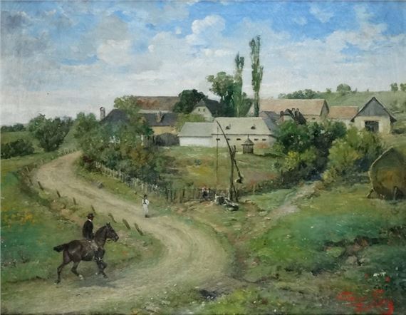 Tanya lovassal by Lajos Kubanyi, 1903