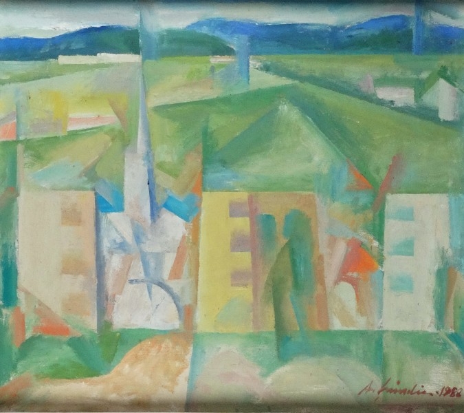 Artwork by Alexandru Sainelic, Város, Made of oil on canvas