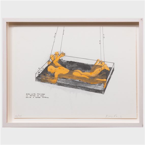 Man Lying Face Down in a Trough of Mud Having a Temper Tantrum by Roxy Paine