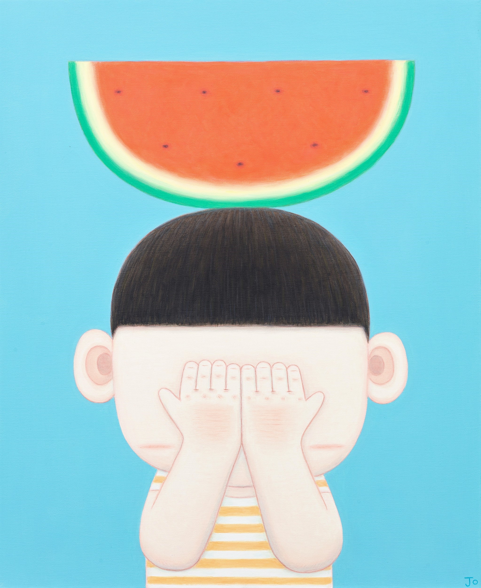 Artwork by Jo Gyuhun, Boy Who Hides His Face_Watermelon, Made of oil on canvas