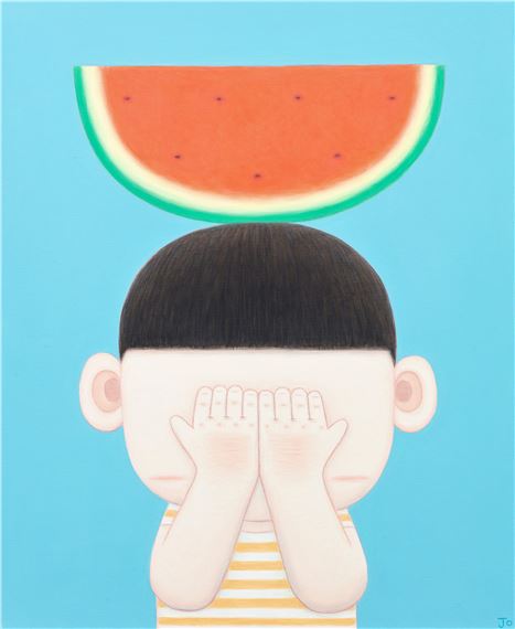 Boy Who Hides His Face_Watermelon by Jo Gyuhun, 2021