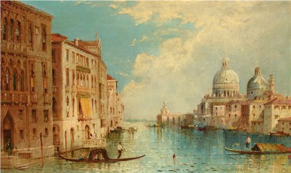 Gondolas on the Grand Canal, Venice by William Meadows
