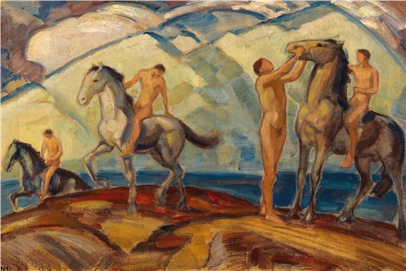 Reiter am Bergsee (riders at a mountain lake) by Ludwig von Hofmann