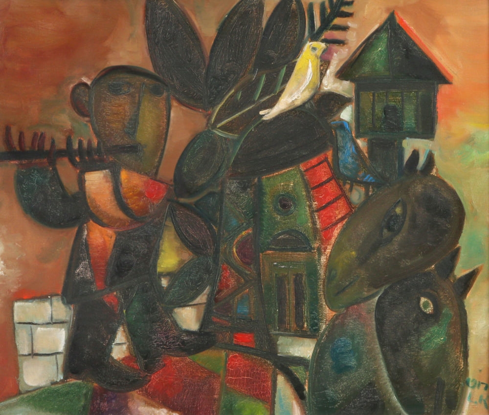 Leo Roth | Figures near a Synagogue | MutualArt