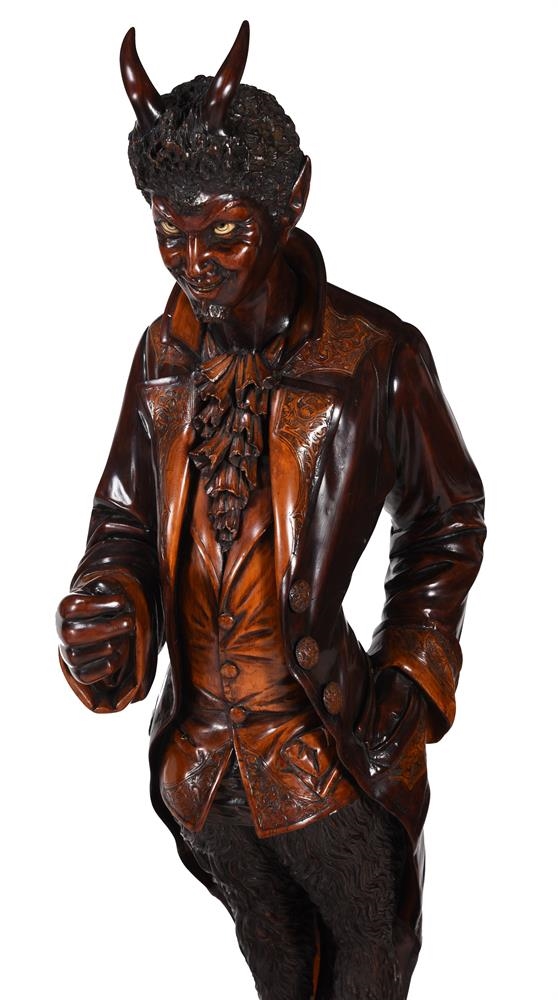 Artwork by Francesco Toso, A VENETIAN CARVED PINE AND FRUITWOOD DEVIL FIGURE ON A PLINTH, Made of CARVED PINE AND FRUITWOOD