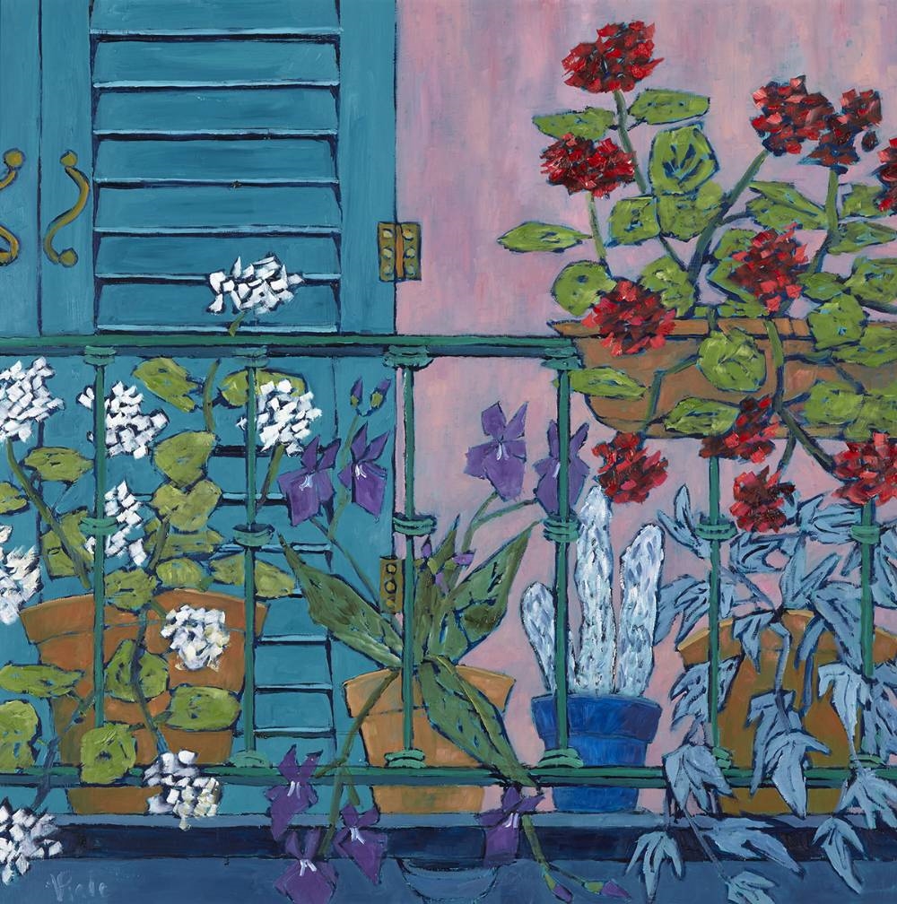 Artwork by Patrick Viale, PINK BALCONY, PORTO MAURIZIO, ITALY, Made of oil on board