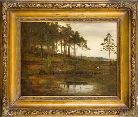 Forest clearing with small pond by Gustav Osterroht